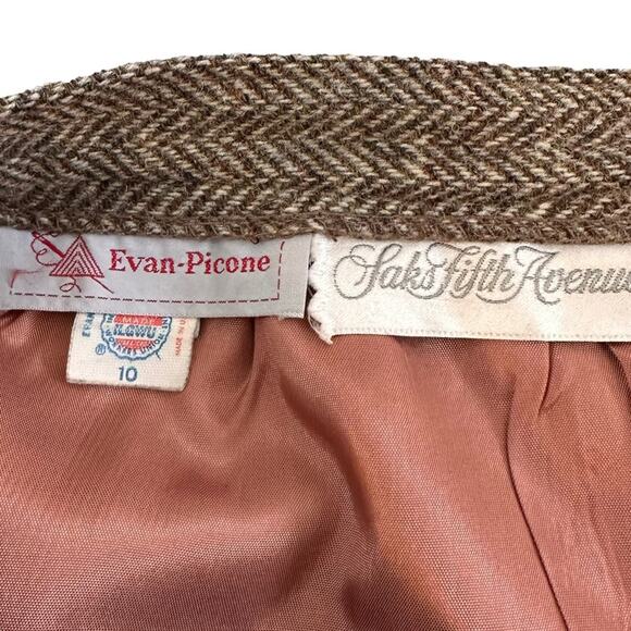 Evan Picone Skirt Vintage Pure Virgin Wool Authentic Herringbone 60s Size XS - Picture 9 of 12